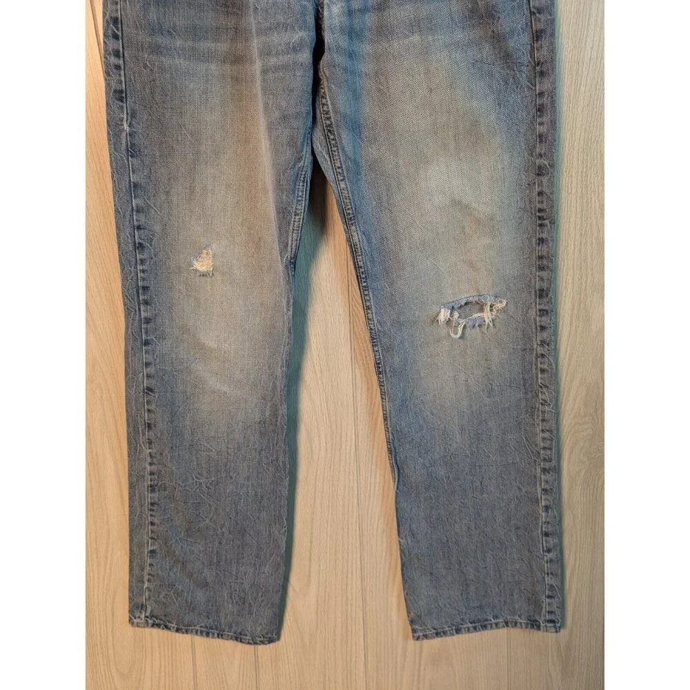 Helix N56 Mens Jeans 32x34 Blue Medium Wash Slim Boot Straight Loose Fade Denim